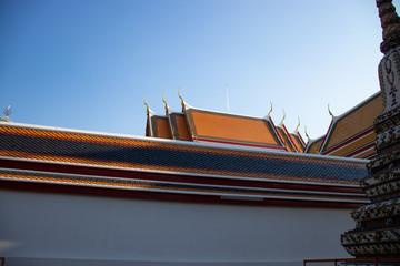 Fototapeta na wymiar A beautiful view of Wat Pho buddhist temple in Bangkok, Thailand.