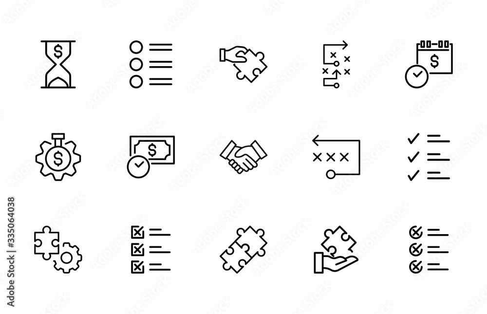 Poster vector line icons collection of agile.