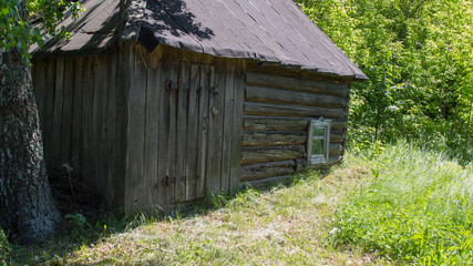 old country bathhouse in russian village