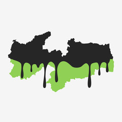 Map of Paraiba covered in oil. Oil pollution in Brazilian state. Conceptual.