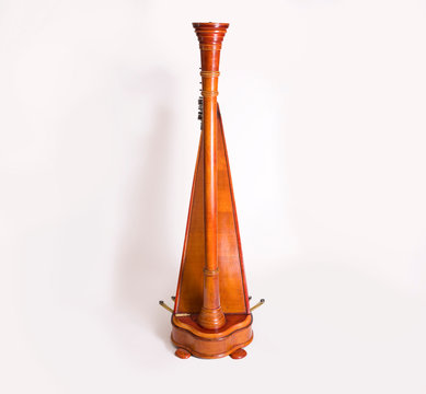 Harp isolated on white background silhouette shellak wooden mucical instrument 