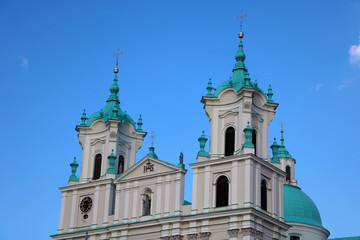 Fototapeta premium Famous landmark is St. Francis Xavier Cathedral in Grodno. Best destination for summer vacation in East Europe.