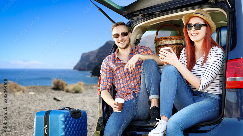 Sticker Summer car and beach landscape 