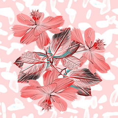 Floral background wiht leaves.