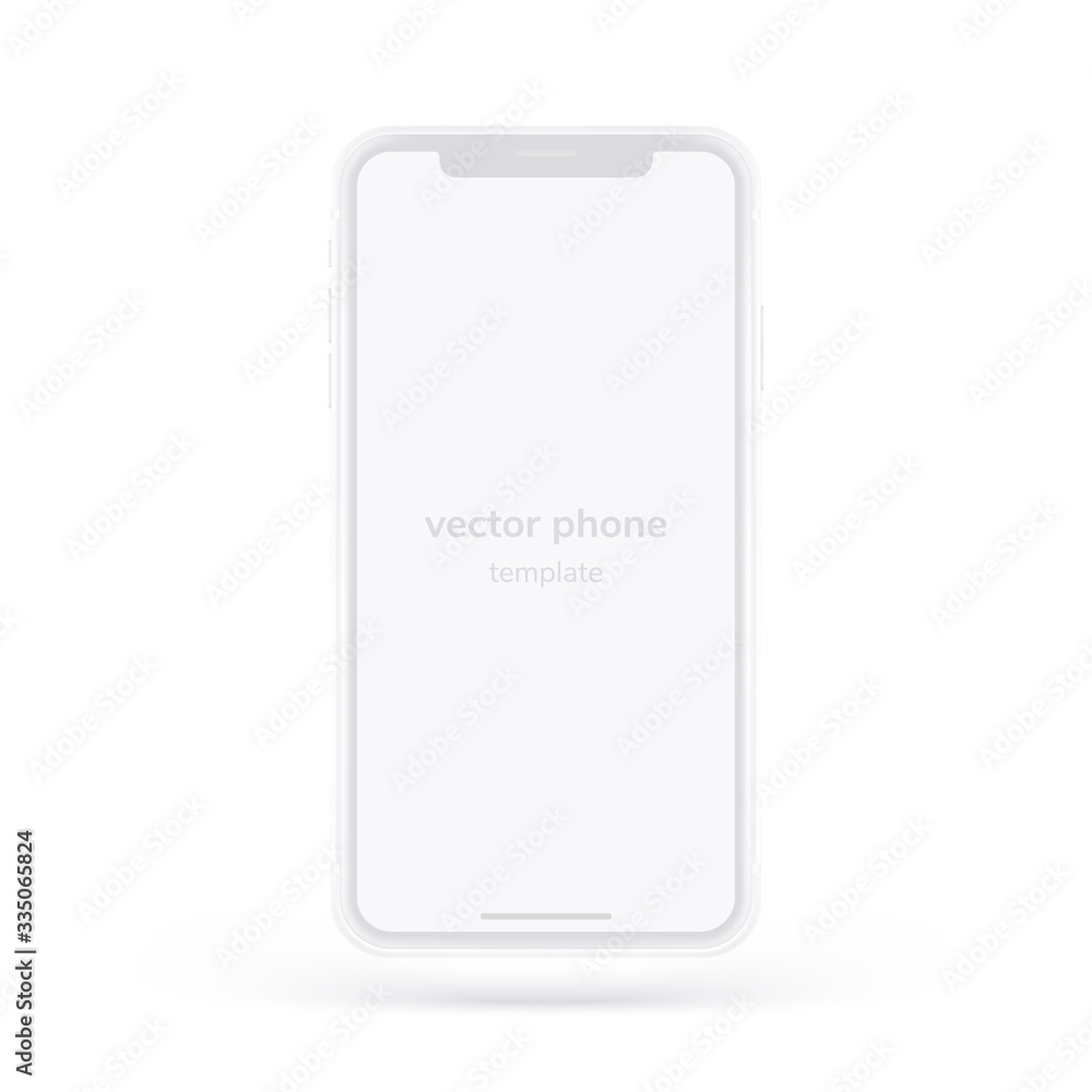 Poster white vector phone isolated on white background. 3d realistic template. mock up with empty screen fo