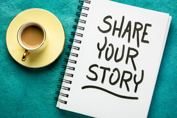 share your story  handwriting in a sketchbook