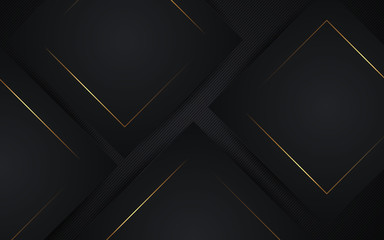 Geometric abstract background black and gold color luxury design minimal