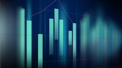 Technical financial graph on technology abstract background. Trading and investments illustration. 4K resolution. 