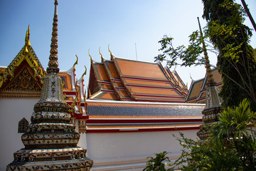 A beautiful view of Wat Pho buddhist temple in Bangkok, Thailand.