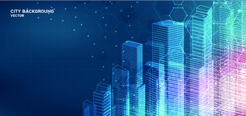 City background architectural with drawings of modern for use web, magazine or poster vector design.