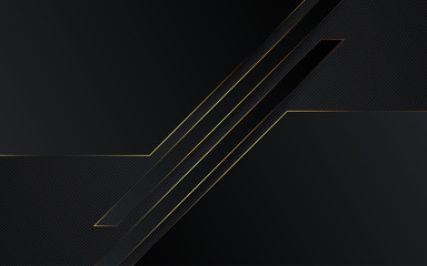 Geometric abstract background black and gold color luxury design minimal