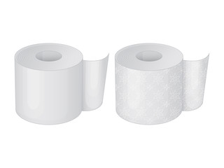 Set of toilet paper on a white background. Cartoon style. Vector illustration. Isolated on white.