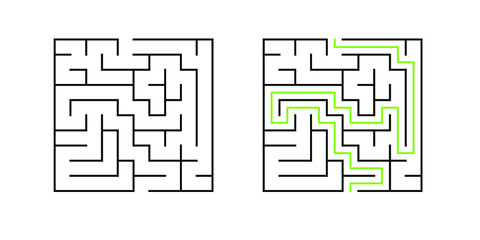 A 10-cell square maze with solution