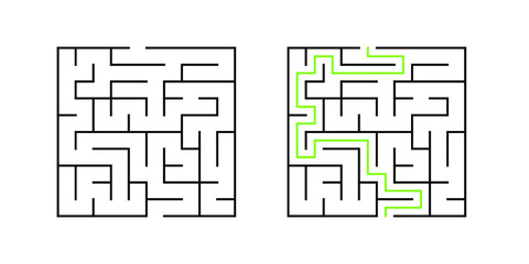 A 10-cell square maze with solution