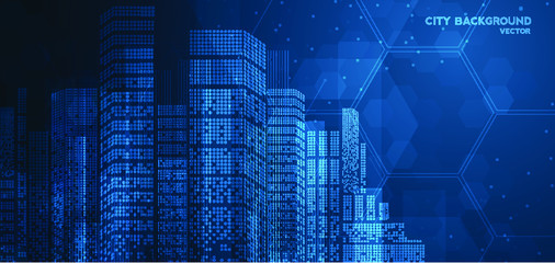 City background architectural with drawings of modern for use web, magazine or poster vector design.