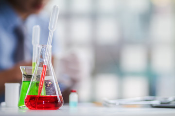 image blur,The medical team wore a coronavirus protective suit and rubber gloves to examine the coronavirus covid-19 and research for a vaccine to prevent coronavirus covid-19 to stop the epidemic.