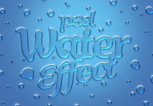 Realistic Water Text Effect Mockup