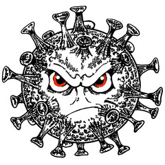 Covid-19 Virus creative concept with death and skull. Protect yourself.