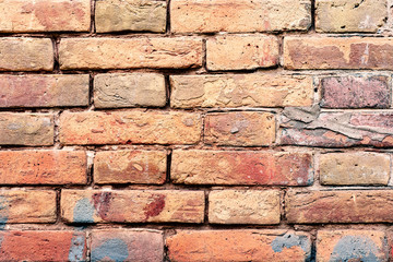 Texture of a brick wall with cracks and scratches which can be used as a background