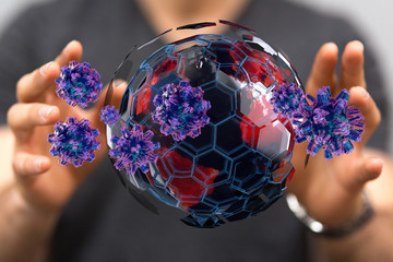 Covid-19 coronavirus, virus that causes acute respiratory infections and the common cold,...
