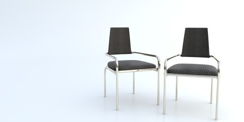2 leather chairs in a white room