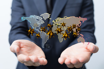 COVID-19 Business Finance Crisis Concept. Coronavirus Danger Pandemic. Global stress of world .
