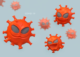 3D Character Coronavirus., Virus isolated on clear background.,danger symbol vector illustratio