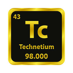 Technectium Tc chemical element icon. The chemical element of the periodic table. Sign with atomic number. 