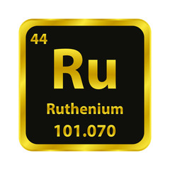 Ruthenium Ru chemical element icon. The chemical element of the periodic table. Sign with atomic number. 