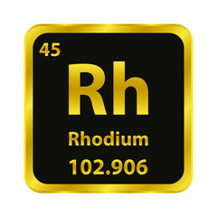 Phodium Rh chemical element icon. The chemical element of the periodic table. Sign with atomic number. 