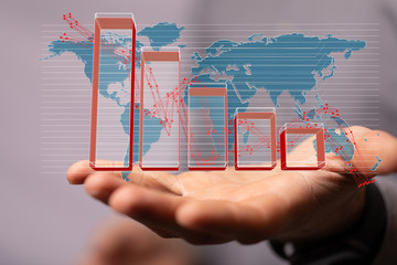 Economic impact of virus on global economy. Recession and financial crisis concept. 3D rendered...