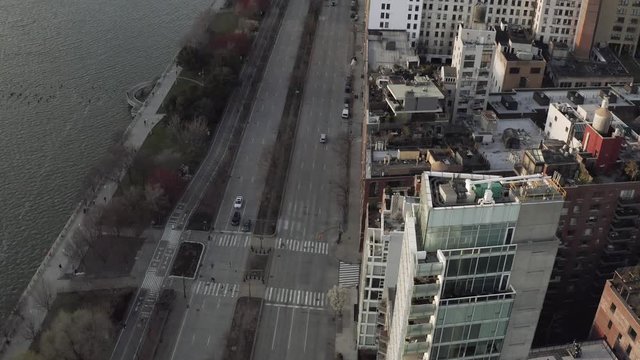 Aerial footage of NY empty street during epidemic