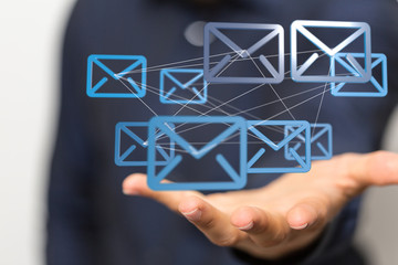 Hand Touching Email With Finger.