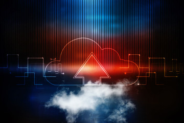 2d illustration Cloud with uploading  arrow 