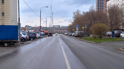 empty Amur lane during the covid-19 quarantine in Moscow
