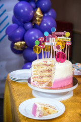 handmade pink cutaway puff cake