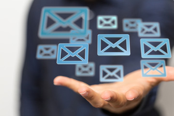 Hand Touching Email With Finger.