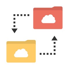 Cloud sync icon. Cloud computing connection and sharing symbol. Flat icon illustration.