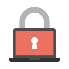Computer with padlock icon. Internet security sign. Locked computer icon.