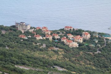 coastal sea houses on the background of the sea