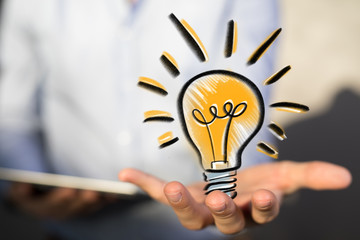 solution concept business idea lamp