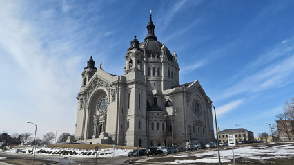 Cathedral of Saint Paul sunny winter facade view