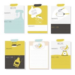 Big Recipe Creator. 6 template for cookbook. Menu Creator for restorants. Vector Illustration