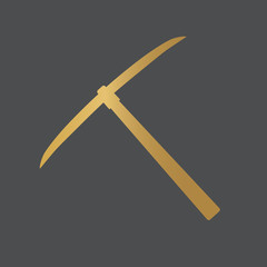 golden pickaxe icon- vector illustration