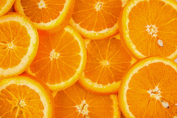 Orange slices no background top view