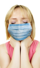 Girl closeup with the protective mask
