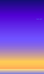 Creatieve achtergrond van abstract ontwerp van de werveling van de hemel bij zonsondergang Oranje-blauwe zee Geelachtig wit zandstrand zomer toerisme portret verticale vectorillustratie