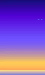 Fotobehang Pruim Creatieve achtergrond van abstract ontwerp van de werveling van de hemel bij zonsondergang Oranje-blauwe zee Geelachtig wit zandstrand zomer toerisme portret verticale vectorillustratie