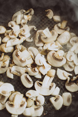 Freid mushrooms cooking on pan