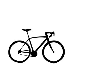 Fototapeta na wymiar Hand drawn bicycle. Black bike isolated on white background. Illustration. 